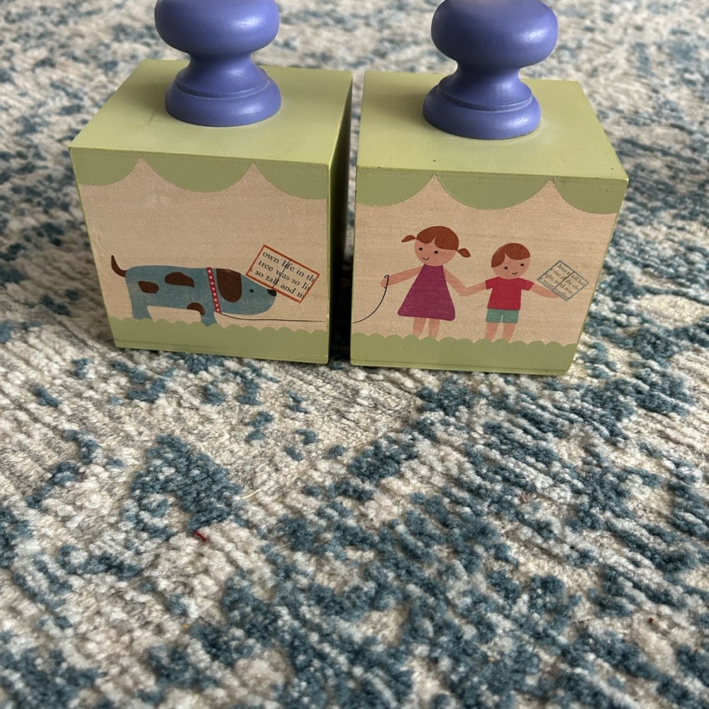 Tree by Kerri Lee Wooden Bookend Blocks Walking the Dog